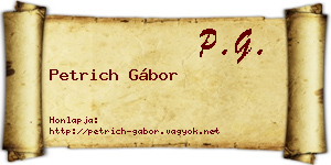 Petrich Gábor névjegykártya